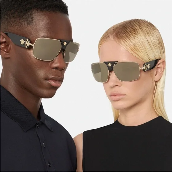 Versace Black and Gold Men's Sunglasses - Picture 2 of 14